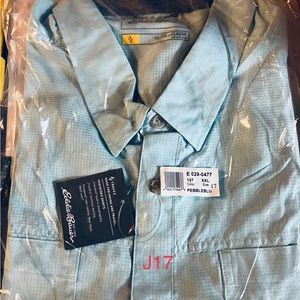 J17 Eddie Bauer Men’s Travex Ventatrex Short Sleeve Shirt XXL Pebble Blue NWT